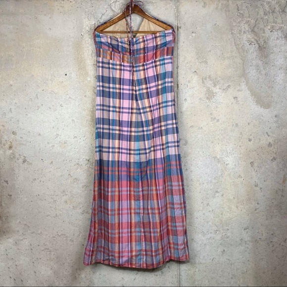 Vintage/Y2k mossimo target plaid pink purple halter maxi dress - Picture 3 of 6